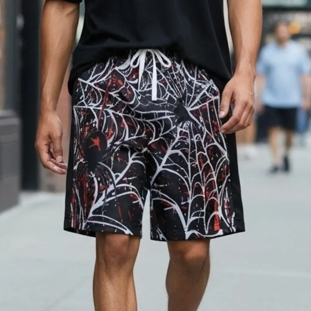 Awesome Lacrosse Unlimited Youth Boys Shorts - Black with Red Graphics- Size: L